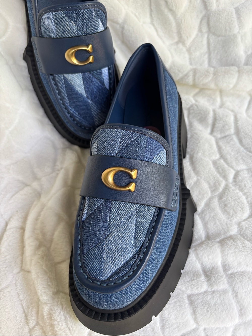 Coach Denim Leah Platform Loafer With Quilting - Picture 10 of 15